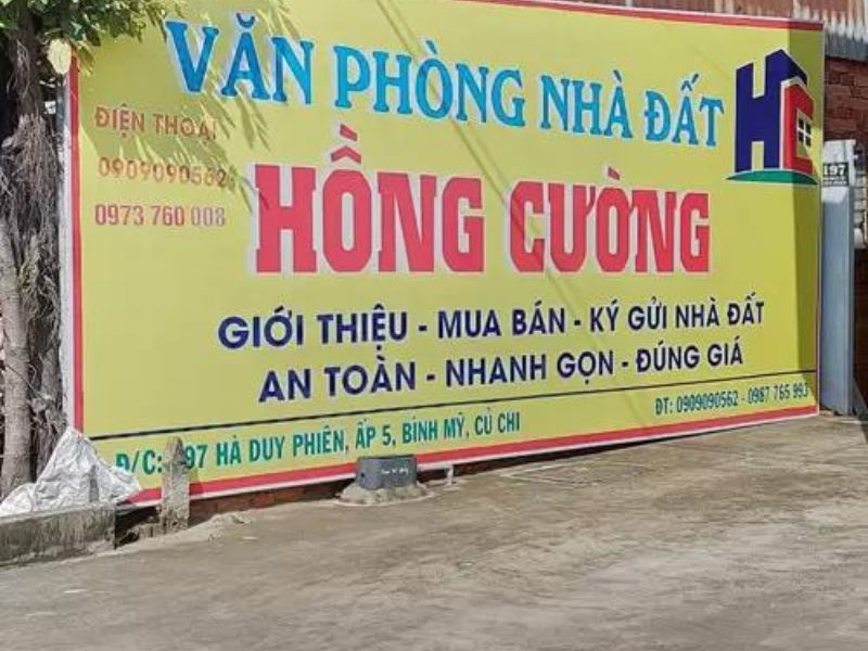 bảng hiệu nhà đất bằng bạt hiflex